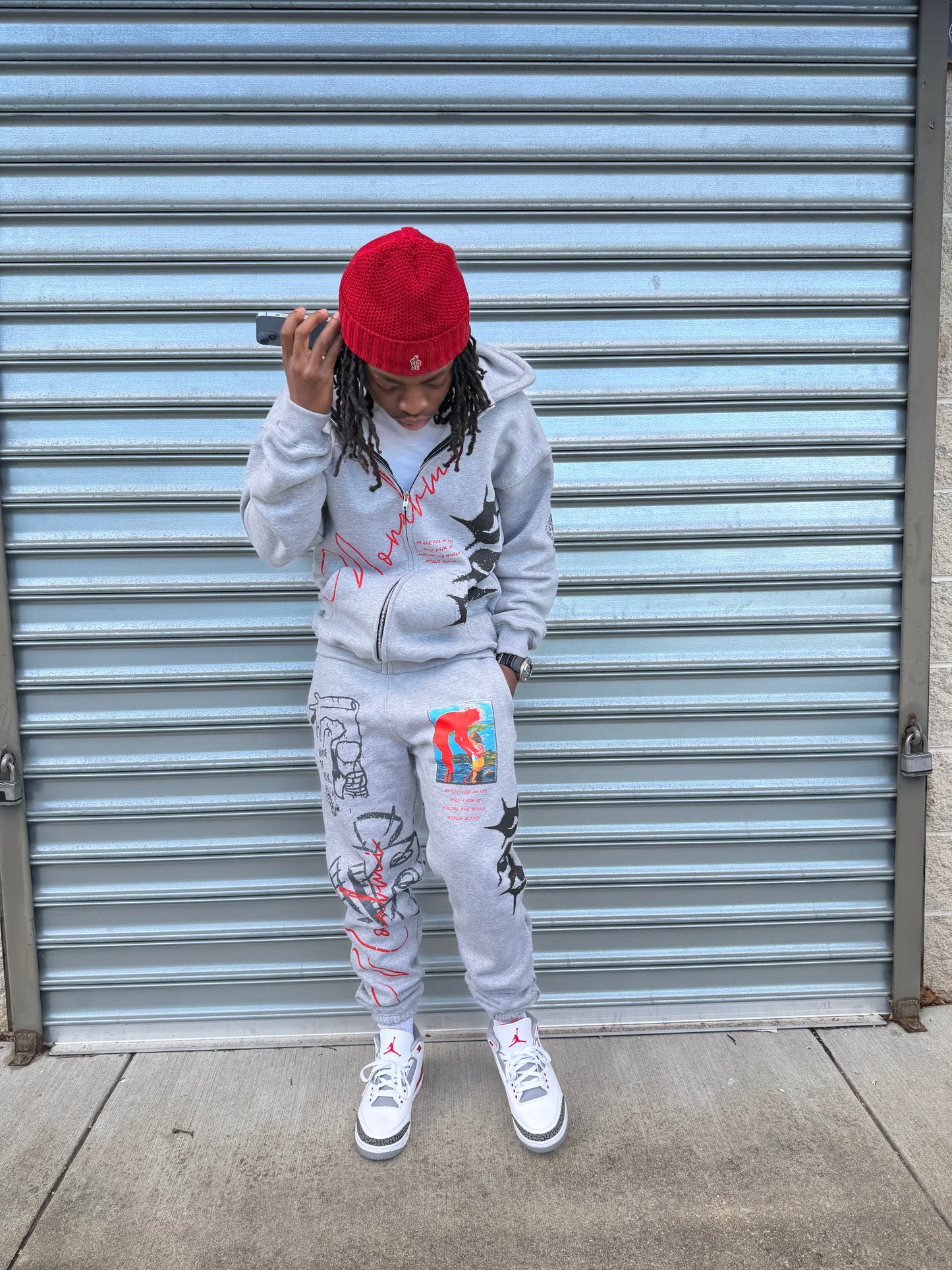Nonahmi “Eye For An Eye” sweatpants in grey