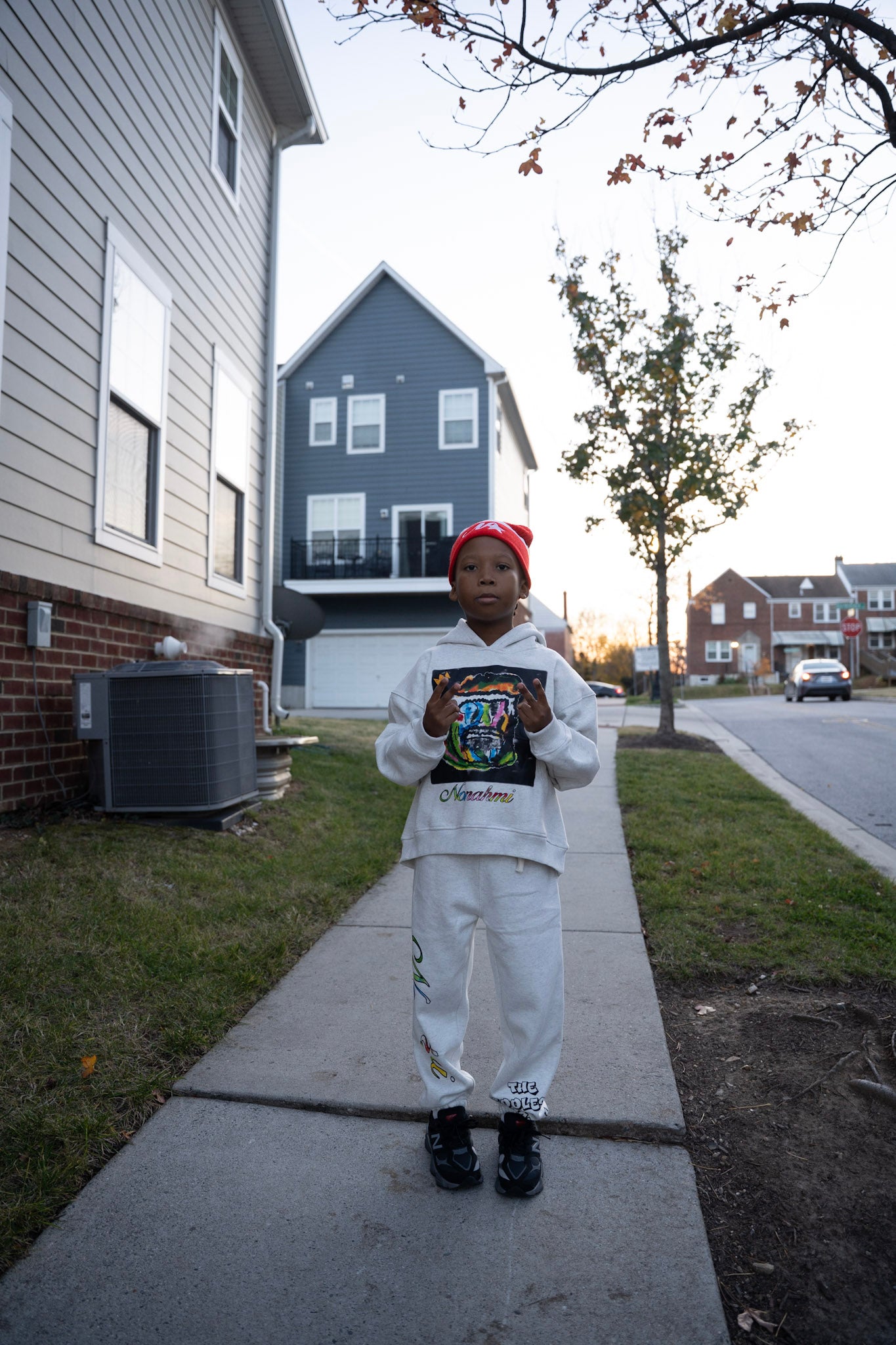 Nonahmi kids “alternate face mask” sweatsuit