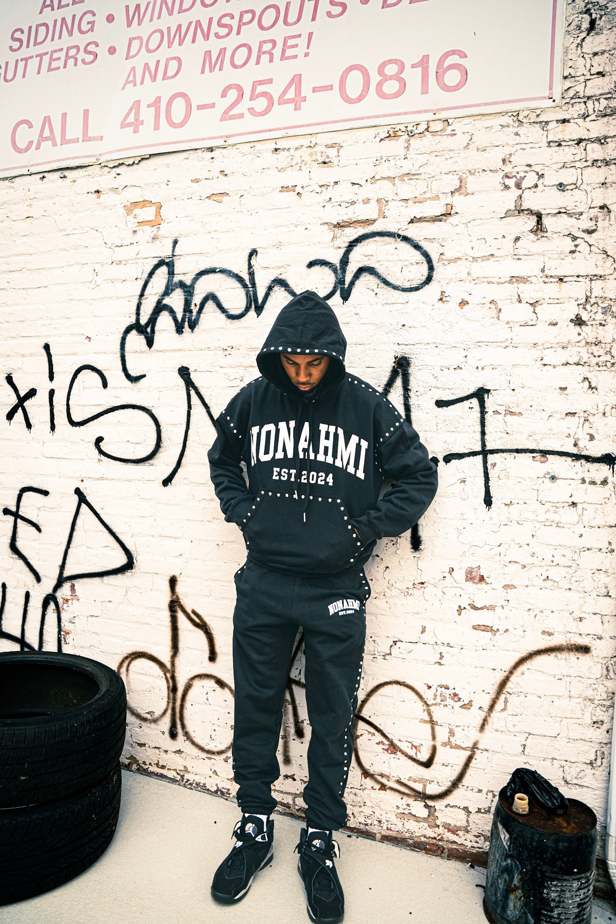 Nonahmi studded sweatsuit in black