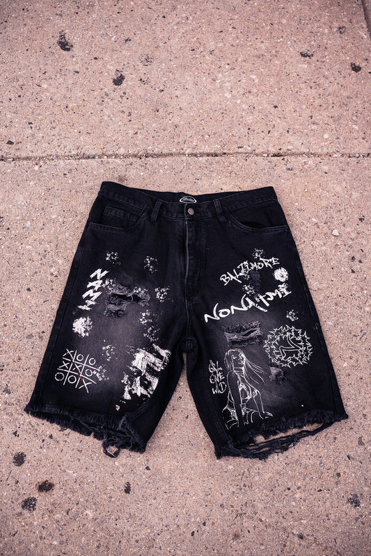 Nonahmi “Chaos” Jean shorts in black