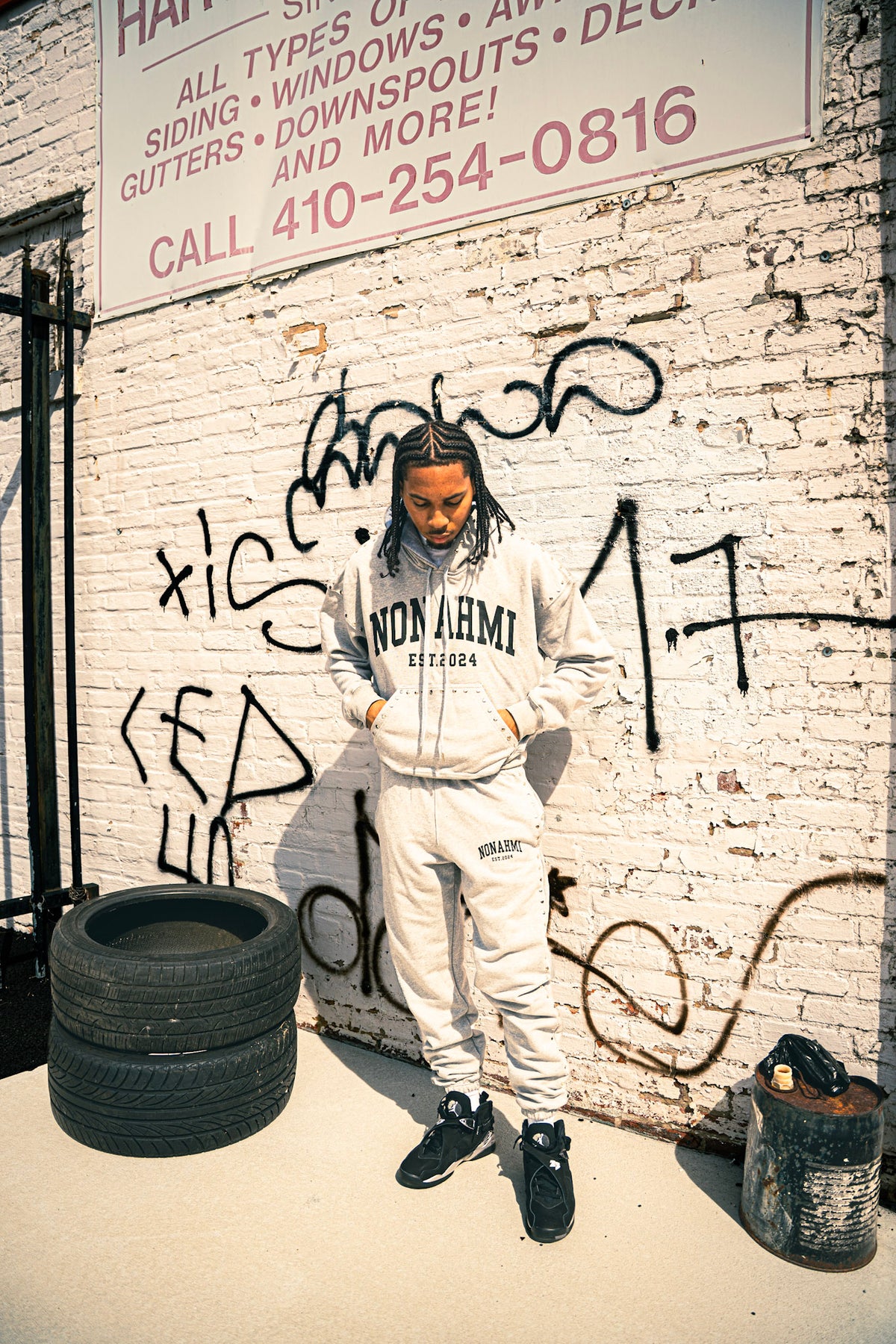 Nonahmi studded sweatsuit in grey