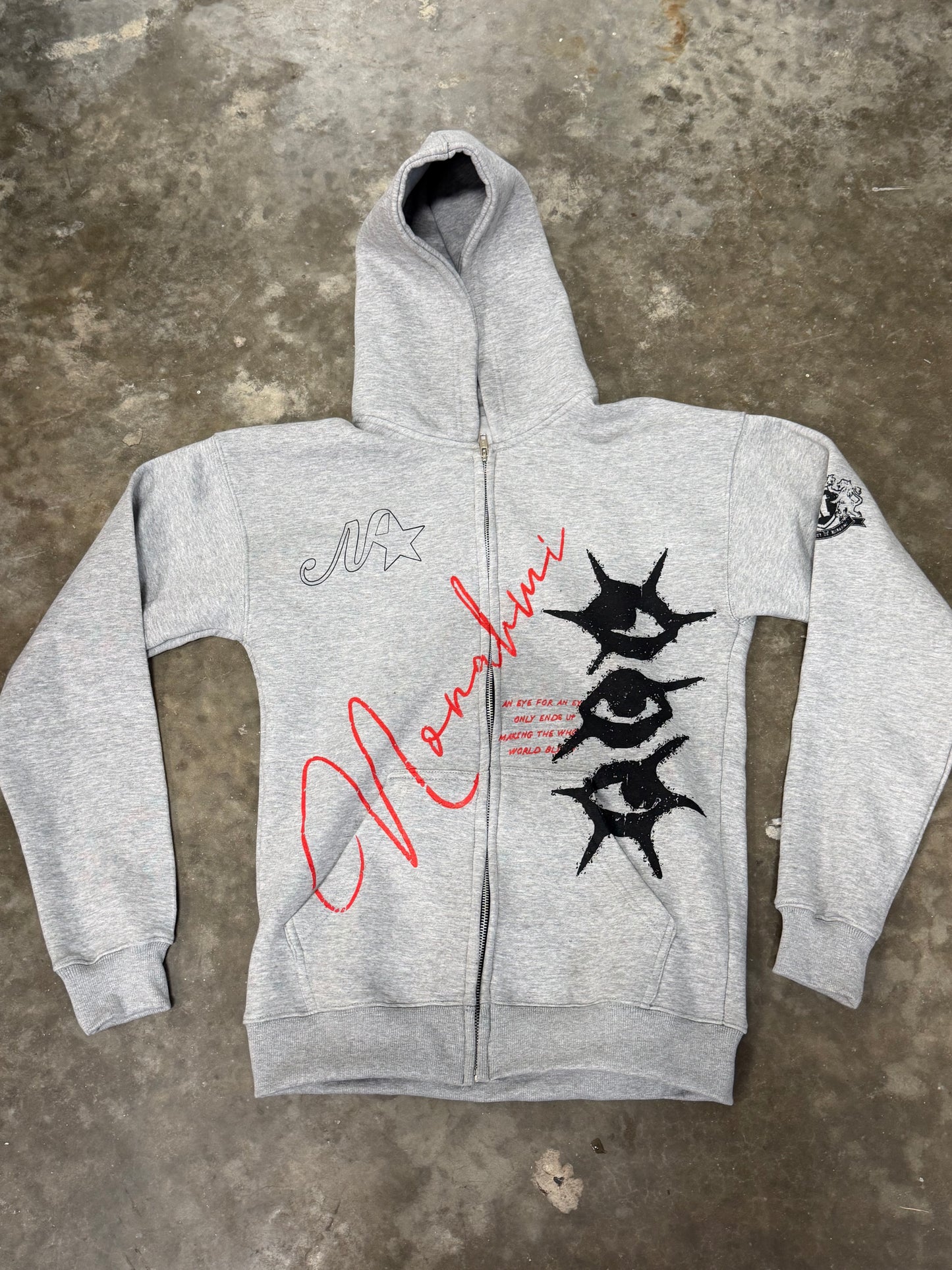 Nonahmi “Eye For An Eye” hoodie in grey