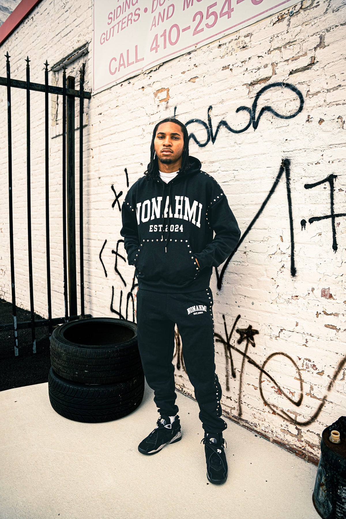 Nonahmi studded sweatsuit in black