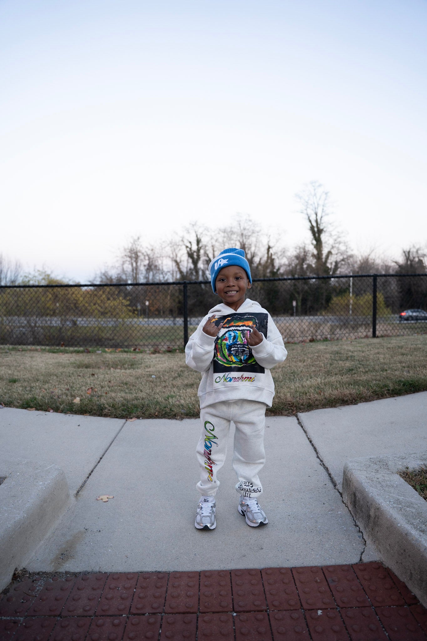 Nonahmi kids “alternate face mask” sweatsuit