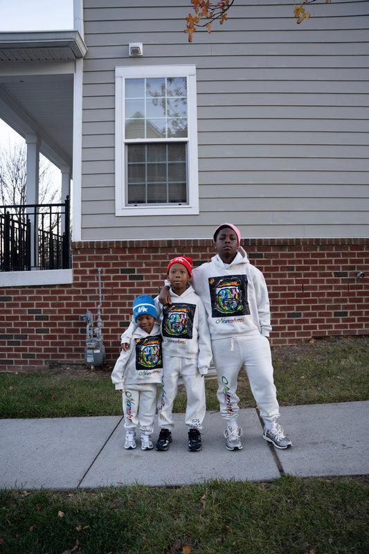 Nonahmi kids “alternate face mask” sweatsuit