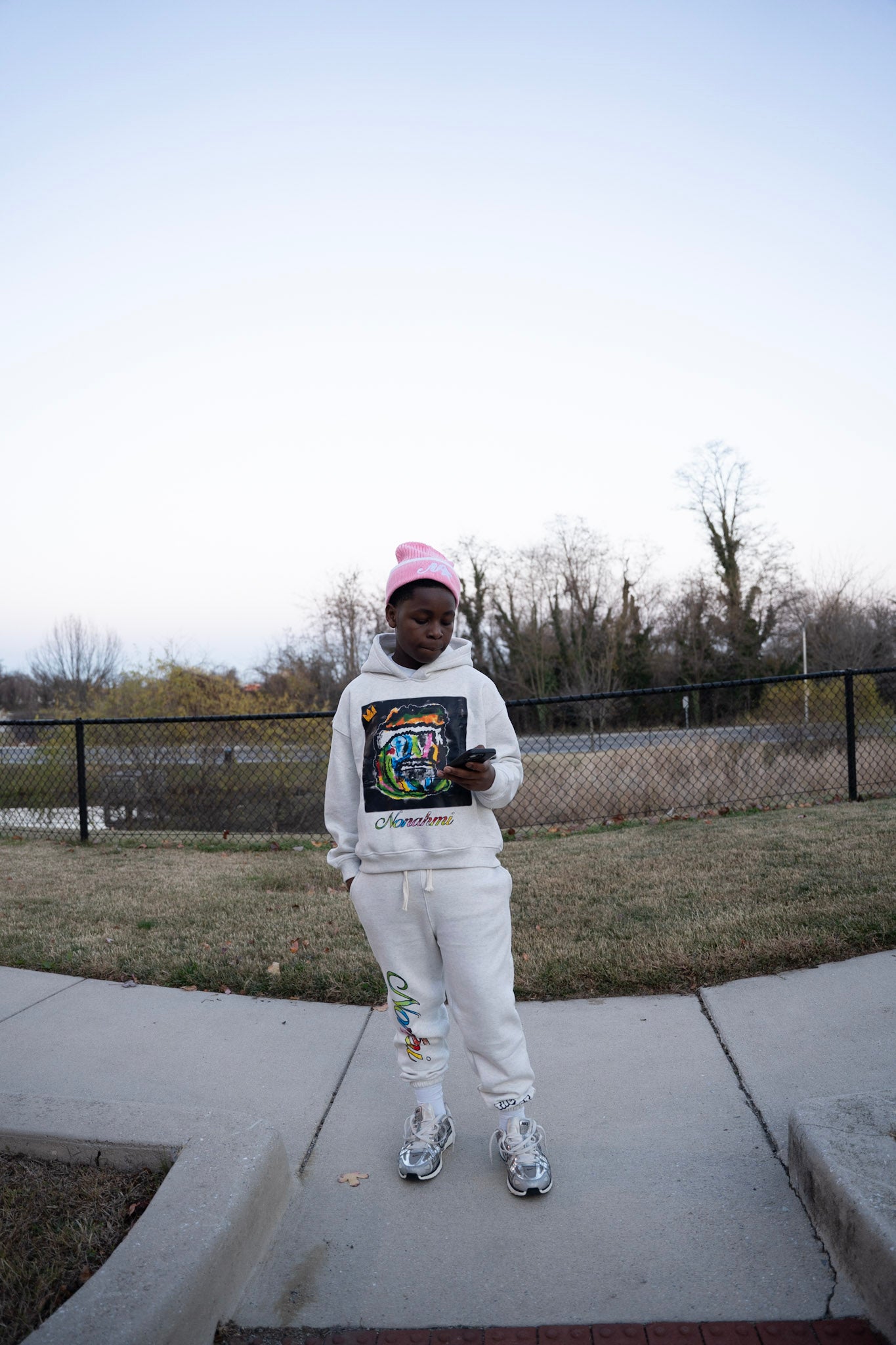 Nonahmi kids “alternate face mask” sweatsuit